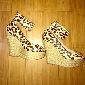 Steve Madden Mohair Wedge Peep Toe Heels